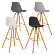 IDMarket - Set di 4 sgabelli da bar SARA in grigio scuro, grigio chiaro, bianco e nero