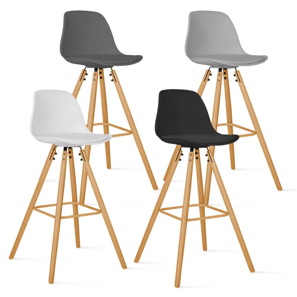 IDMarket - Set di 4 sgabelli da bar SARA in grigio scuro, grigio chiaro, bianco e nero