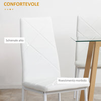 Set di 4 Sedie da Pranzo 41x50x97 cm con Schienale Alto in Similpelle Bianco