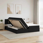 Letto con Contenitore con testiera 2 pz Nero Pelle Sintetica 3458921