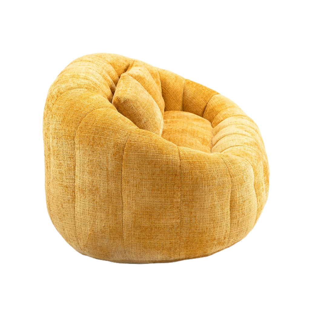 Divano Pouf Lazy Bag con Schienale Alto ¨C MINIMAL ¨C Giallo, Tessuto Chenille, per Adulti e Bambini