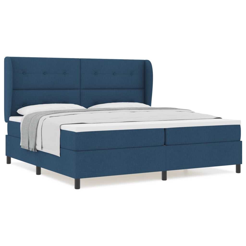 Letto Box Spring con Materasso, Blu, 200x200 cm, Tessuto