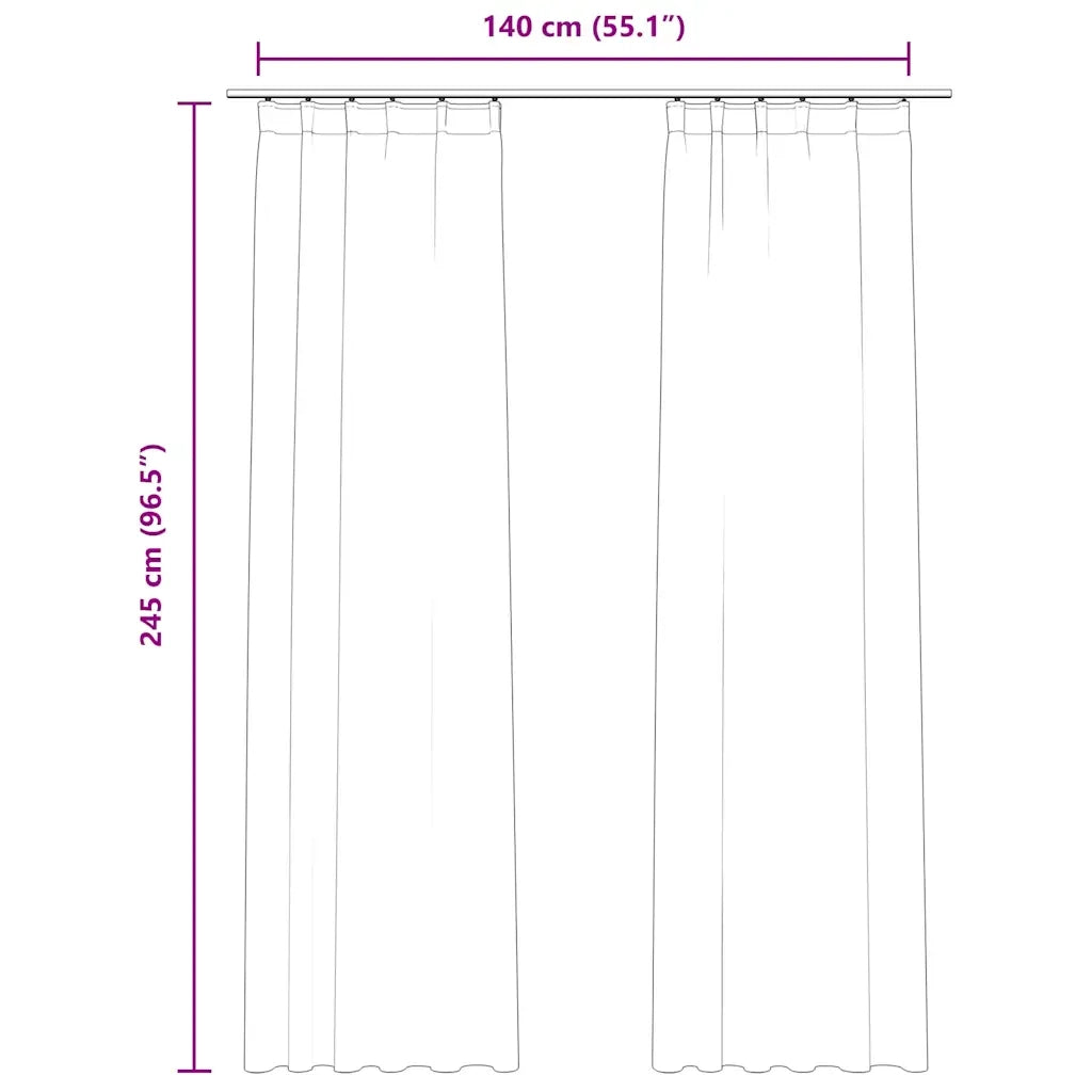 Tende Oscuranti con Ganci 2 pz Crema in Velluto 140x245 cm 134518