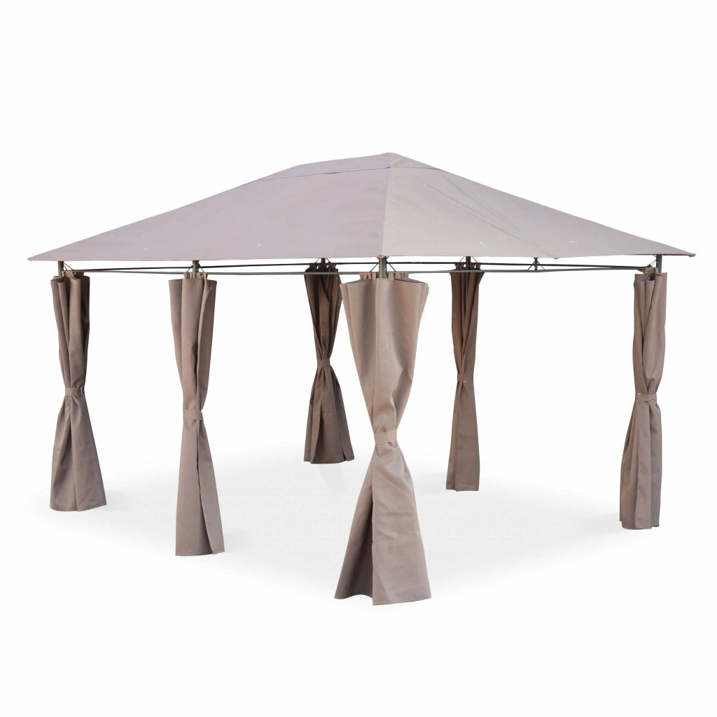 Gazebo da giardino 3x4m struttura in alluminio con tende scorrevoli,