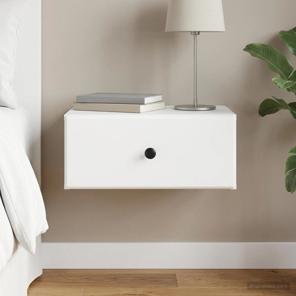 Mobiletto da notte a muro con cassetto Bianco 49 x 34,5 x 20 cm 899125