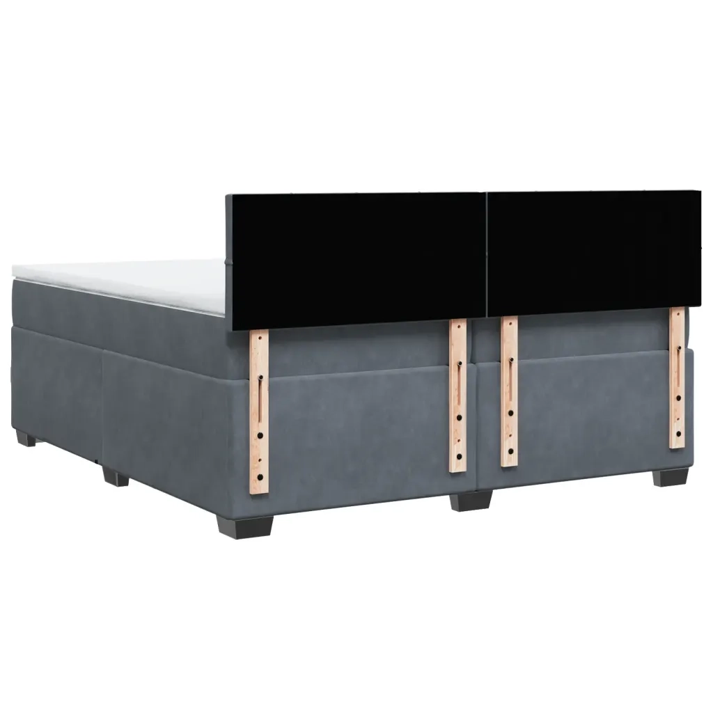 Giroletto a Molle con Materasso Grigio Scuro 200x200 cm Velluto 3288703