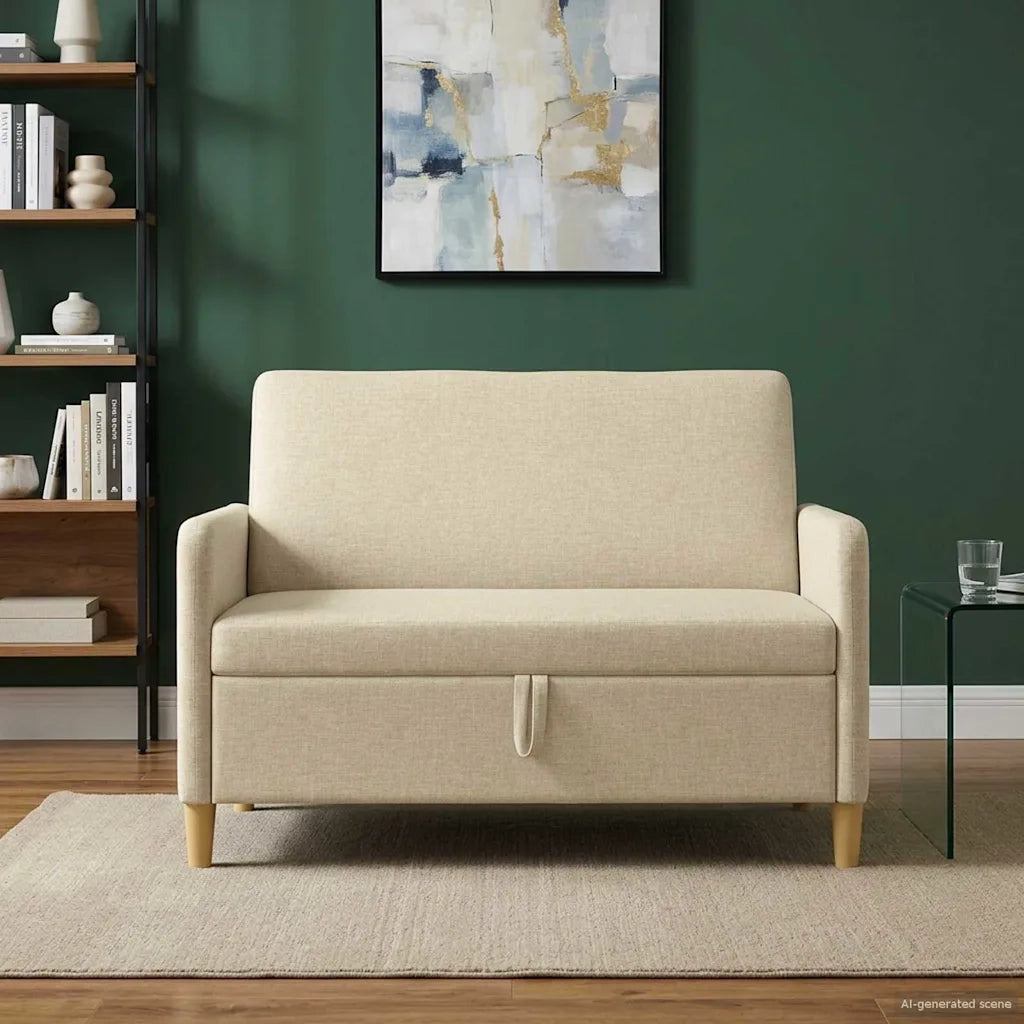 Divano con Storage Crema 122 x 78 x 87 cm Poliestere 42036898