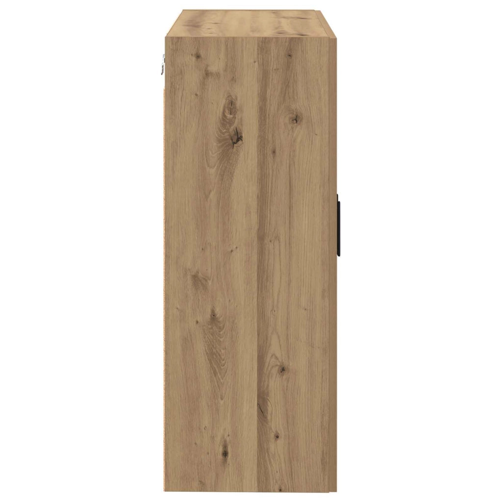 Set di 2 moderni pensili a 4 ante contenitivi ottimizzati 69,5 x 34 x 90 cm finitura rovere ingegnerizzato 02_0056050