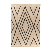 Tappeto in cotone Mylen con motivo a rombi crema e nero