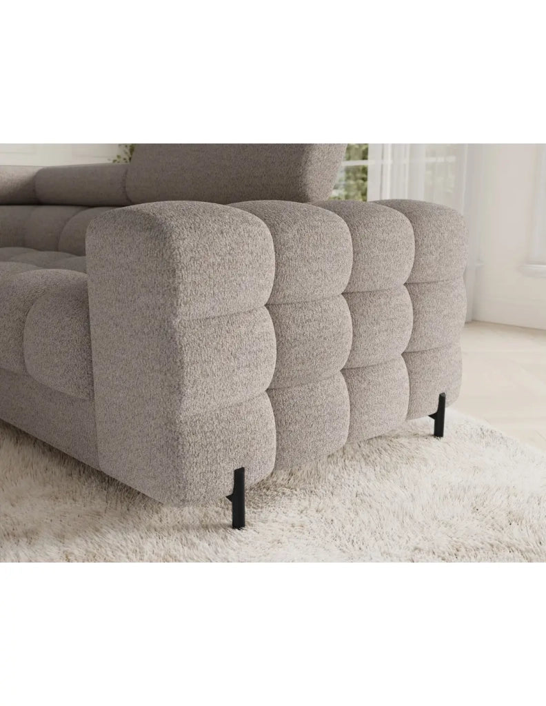 Divano panoramico convertibile FACTORY 3 posti beige – angolo sinistro con contenitore