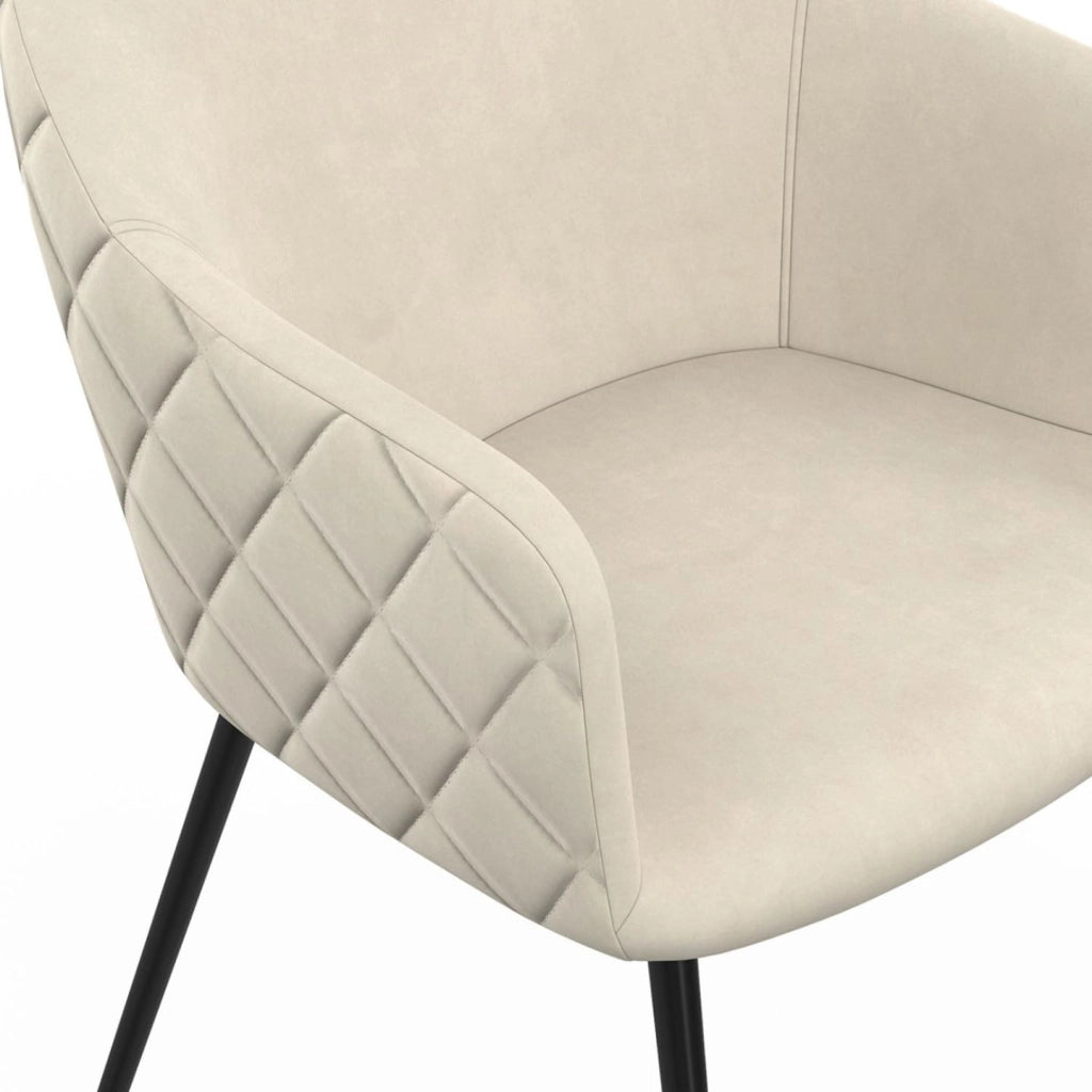 Set di 2 sedie da pranzo e poltrone da tavolo MOLY in velluto goffrato beige