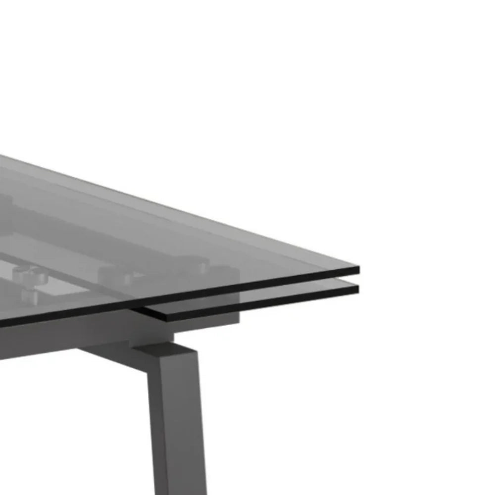 Tavolo da pranzo allungabile in vetro temperato con gambe grige Jackson 140-200x80 cm fino a 8 posti | Duzzle