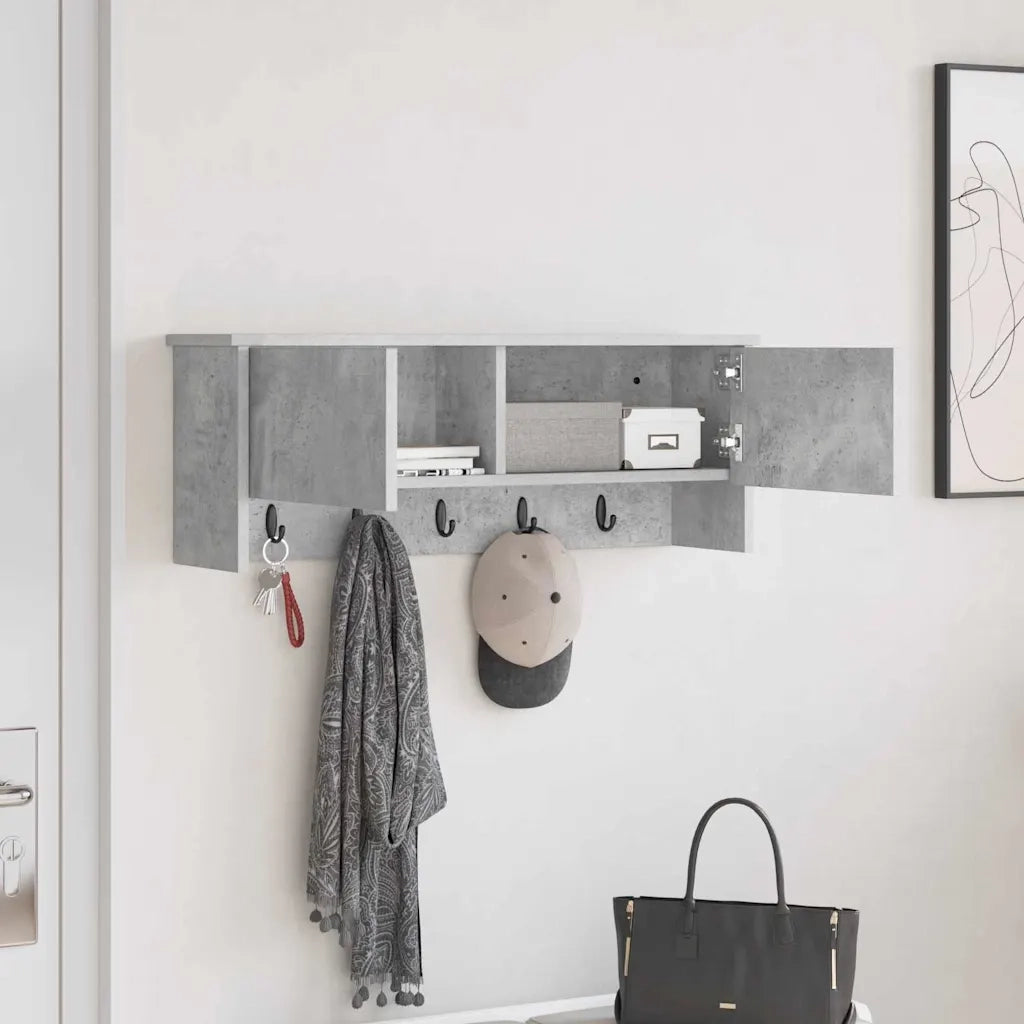 Appendiabiti a muro con porta Grigio cemento 80 x 20 x 30 cm 874342