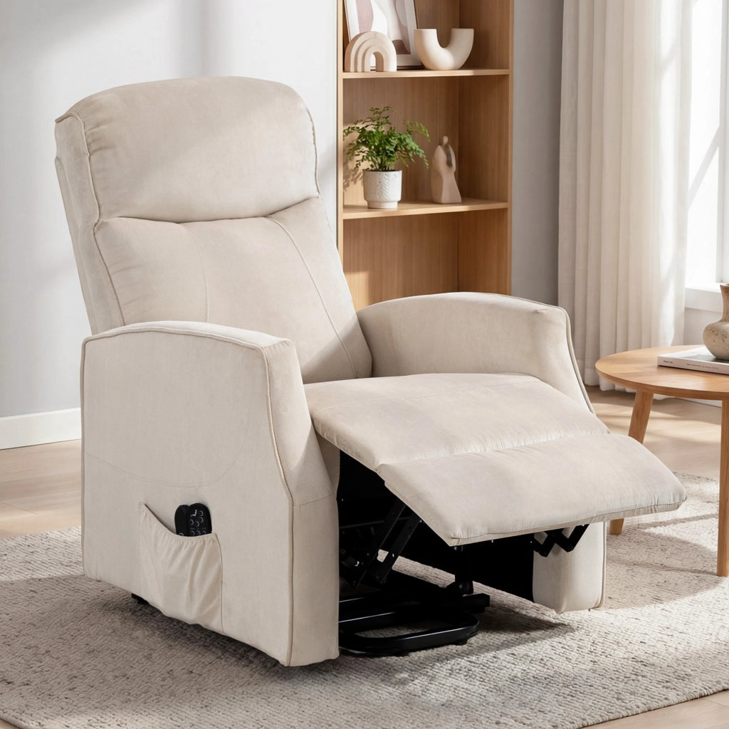 Poltrona Elettrica Alzapersona Poltrona Relax Massaggiante, Beige