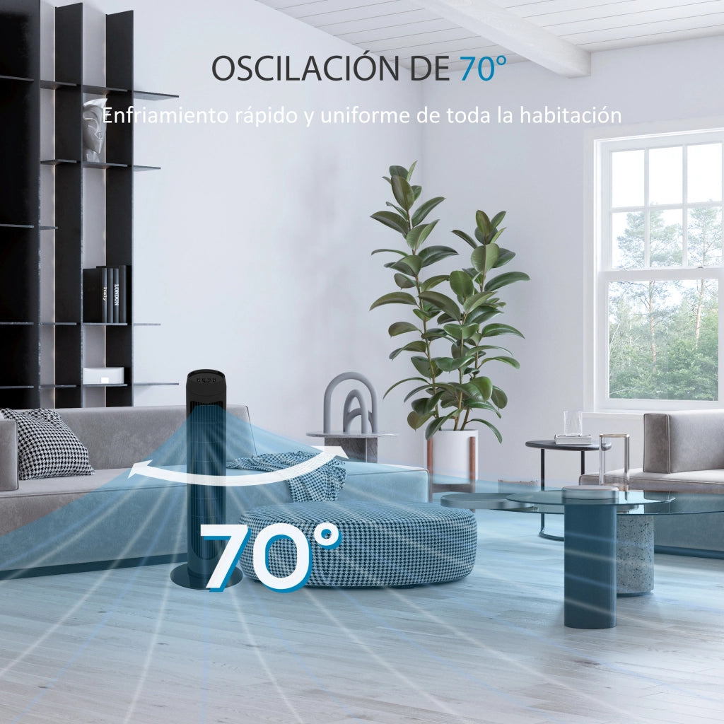 Ventilatore a Torre 45W Silenzioso ¨C zephmum ¨C Nero 27x75 cm