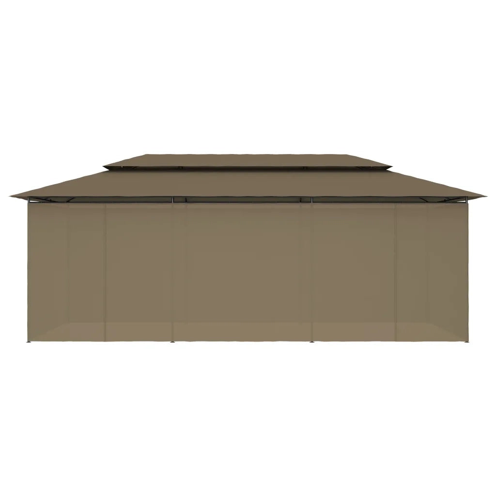Gazebo con Tende 600x298x270 cm Grigio Talpa 180 g/mÂ²