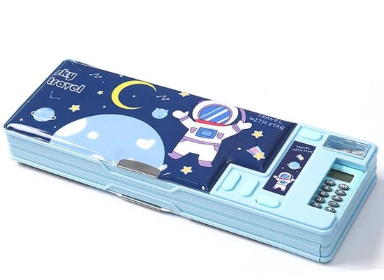 Etui Pop-up Multifunzionale per Ragazzi e Ragazze, Penna e Organizzatore per Bambini, Scrittura, Puntaspenna, Agenda, Tabellone Bianco, Materiale di Scuola (Blu chiaro)