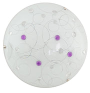 Plafoniera LED Astro bianca cristalli viola Ø30 cm