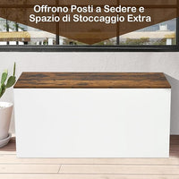 Cassapanca Porta Giochi per Bambini, Scatola di Giocattoli in Legno 2 in 1 con Coperchio, Cassapanca Contenitore da Cameretta Soggiorno Ingresso, 90x45x45,5 cm