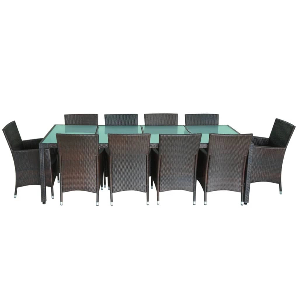 Set di mobili da giardino mobili da esterno 11 pezzi con cuscini resina intrecciata marrone 02_0015433