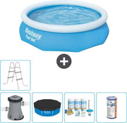 Piscina Opblaasbar Rond Fast Set - 305 x 76 cm - Blu - Inclusa Pomp Copertura - Kit Manutenzione - Filtro - Scale