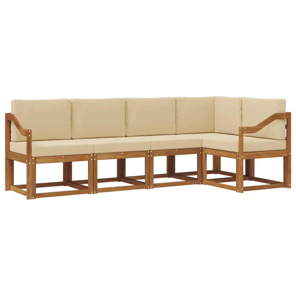 Set di divani da esterno con cuscino 5 pcs Naturale e Beige