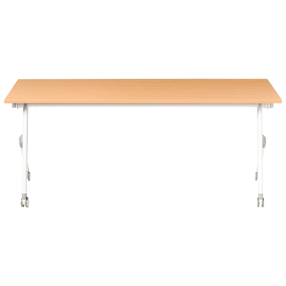 Scrivania da ufficio pieghevole con struttura in metallo marrone e bianco piano in MFC 180 x 60 cm tavolo pieghevole portatile con rotelle