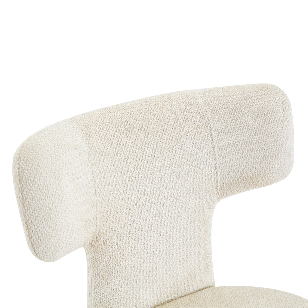 Set 2 sedie da pranzo moderne in tessuto bianco con schienale a T e gambe in metallo