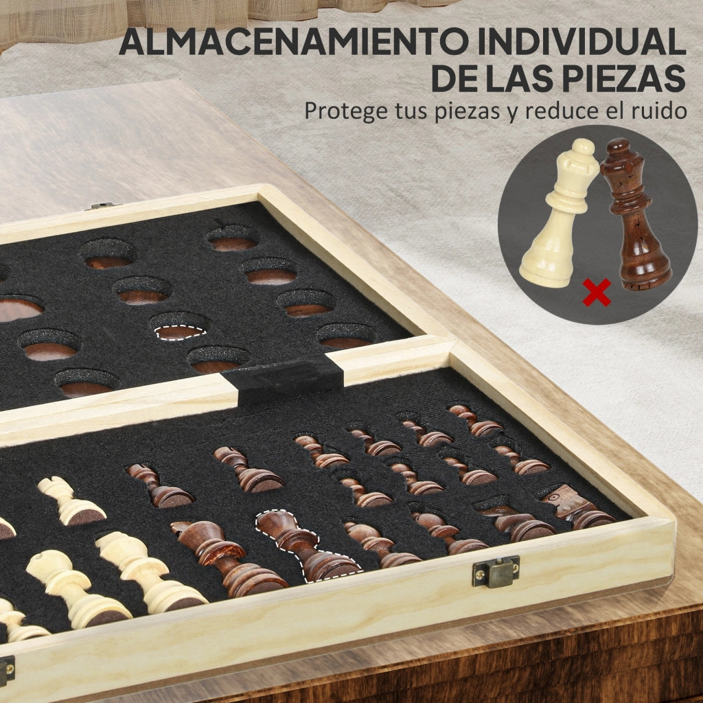Tavolo da gioco scacchi e dama 2 in 1 ¨C zephmum ¨C legno noce pieghevole