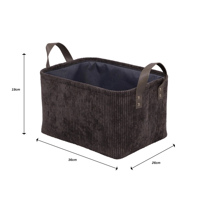 Set di 6 Cesti porta tutto Micol Grigio Scuro 36x26x19cm Velluto A Coste