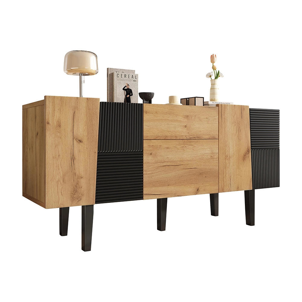 Media center legno - Xylo - Piedi massello per TV 60"