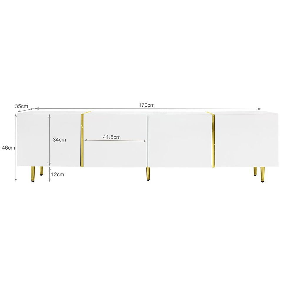 Mobile TV brillante - Xylo - 4 porte moderne bianco e oro