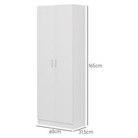 Credenza Mobile Alto Cucina  Multiuso 60x31.5x165 cm in Legno Bianco