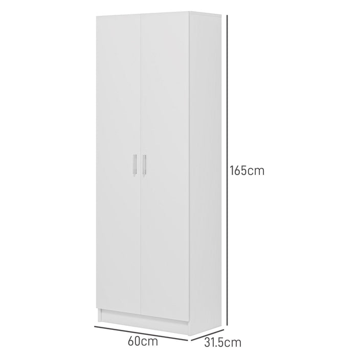 Credenza Mobile Alto Cucina  Multiuso 60x31.5x165 cm in Legno Bianco