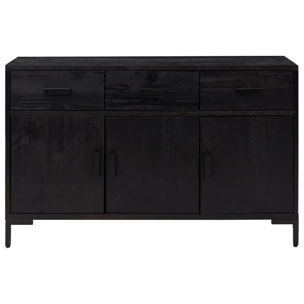 Credenza cassettiera mobile contenitore organizer cucina soggiorno salotto 110 x 35 x 70 cm legno massello di pino nero 02_0035843