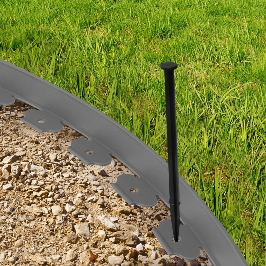 IDMarket - Bordature per prato flessible 10 mt grigio antracite altezza 5 cm + 30 picchetti
