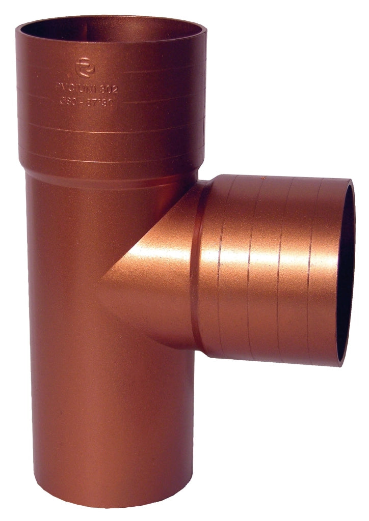 Derivazione tonda 87.30° per pluviali : Colore - Rame rosso, Diametro - 100