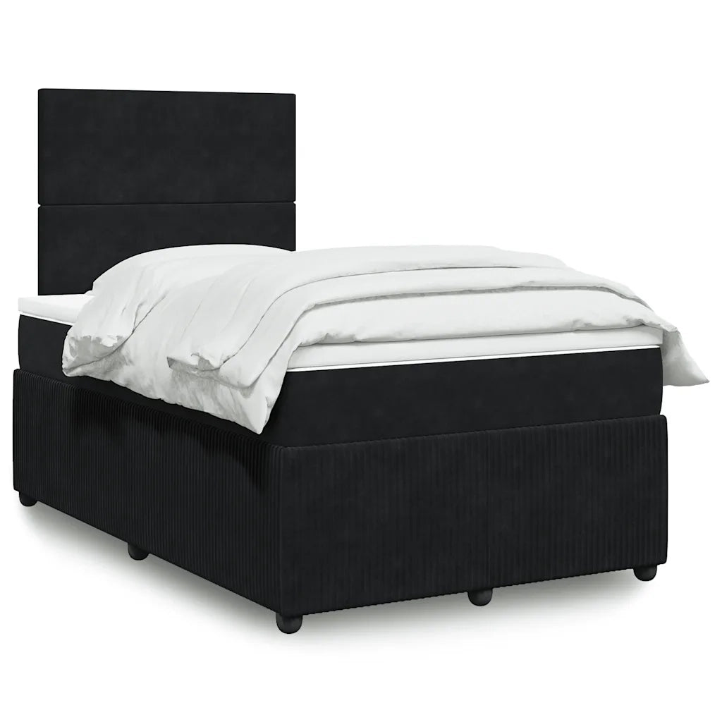 vidaXL Giroletto a Molle con Materasso Nero 120x200 cm in Velluto