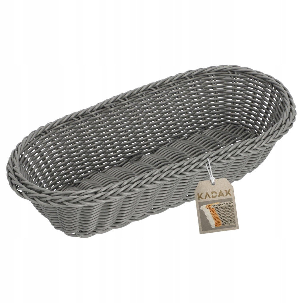 Cesto KADAX per tavola, pane, posate, torta, oblungo, grigio