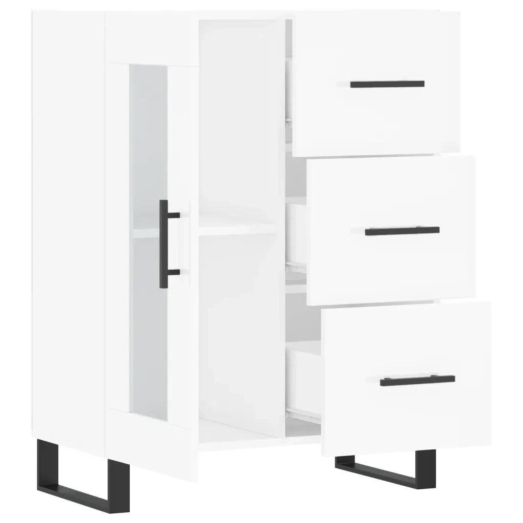 Credenza-Buffet-Armadio da cucina 69,5x34x90 cm in Legno Multistrato Bianco Lucido 199791