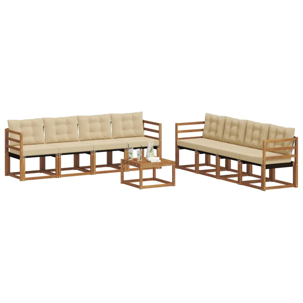 Set di divani da esterno con cuscino 9 pcs Naturale e Beige 3368512