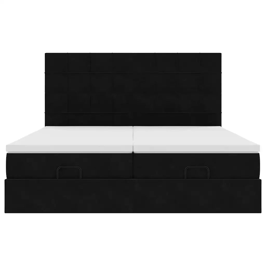 Struttura Letto Pouf con Materassi Nero 200x200 cm Velluto 3314629