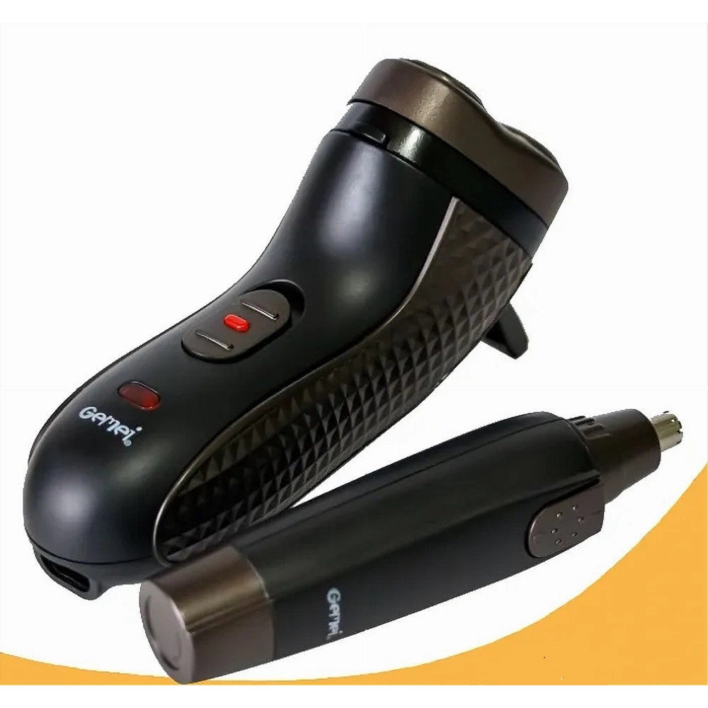 Trade Shop - Rasoio A Batteria Elettrico + Rifinitore Per Naso Orecchie Trimmer 2in1 Gm-7113 -
