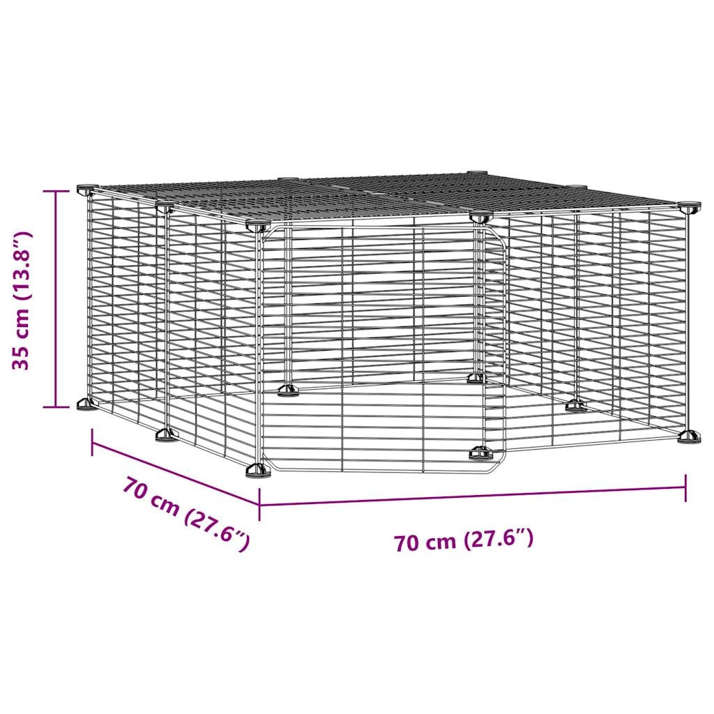 Gabbia per animali domestici a 12 pannelli con porta 35 x 35 cm nera 02_0041563