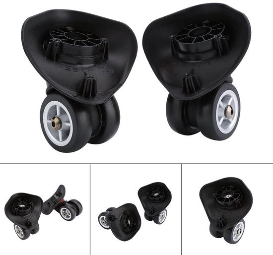 Reserve Ruote per Bagaglio 2 pezzi - Materiale Durevole Plastico - Resistente e Silenziosa - Installazione Facile - Adatta per Carrelli Bagagli - Sostenibile e Flessibile - Ruote per Bagaglio