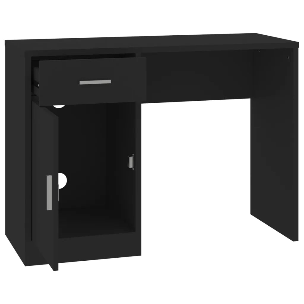 Scrivania | Tavolo da Ufficio Cassetto Nero 100x40x73cm Legno Multistrato