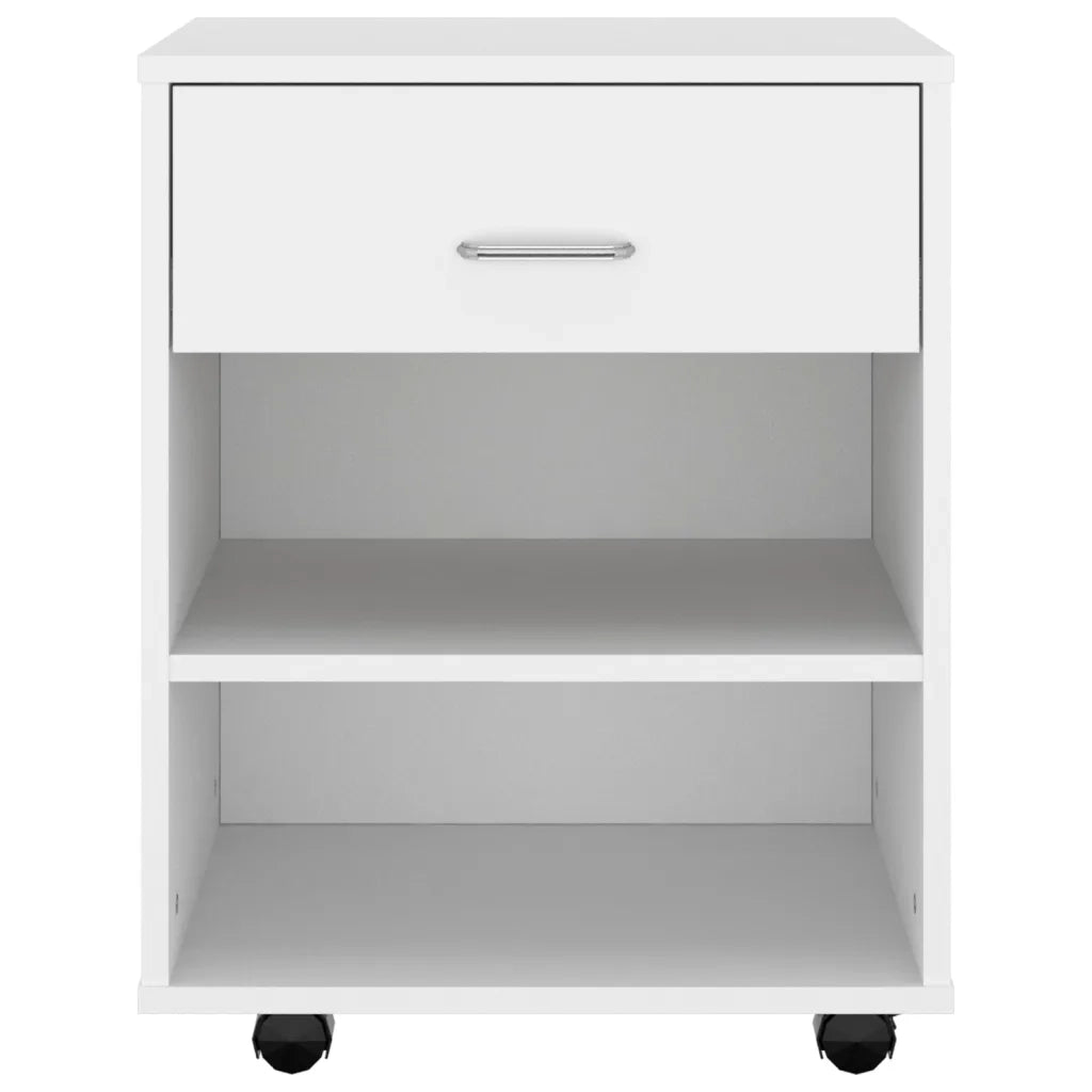 Mobiletto con Ruote Bianco 46x36x59 cm in Legno Multistrato 808467