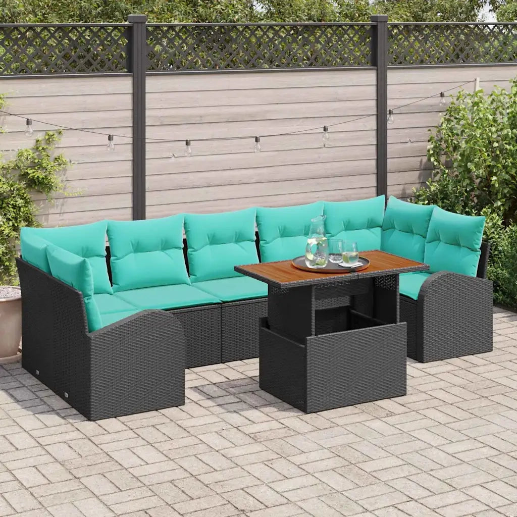 Set Divano da Giardino con archiviazione 8 pcs Nero Poly Rattan 3358293