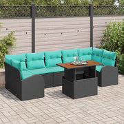 Set Divano da Giardino con archiviazione 8 pcs Nero Poly Rattan 3358293
