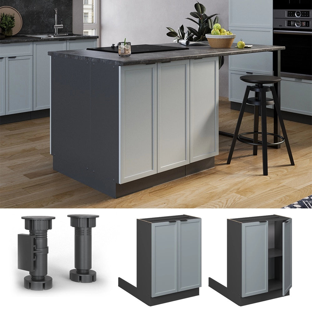 Isola cucina Fame-Line Blu-grigio chiaro/Antracite 60 cm senza piano di lavoro Vicco